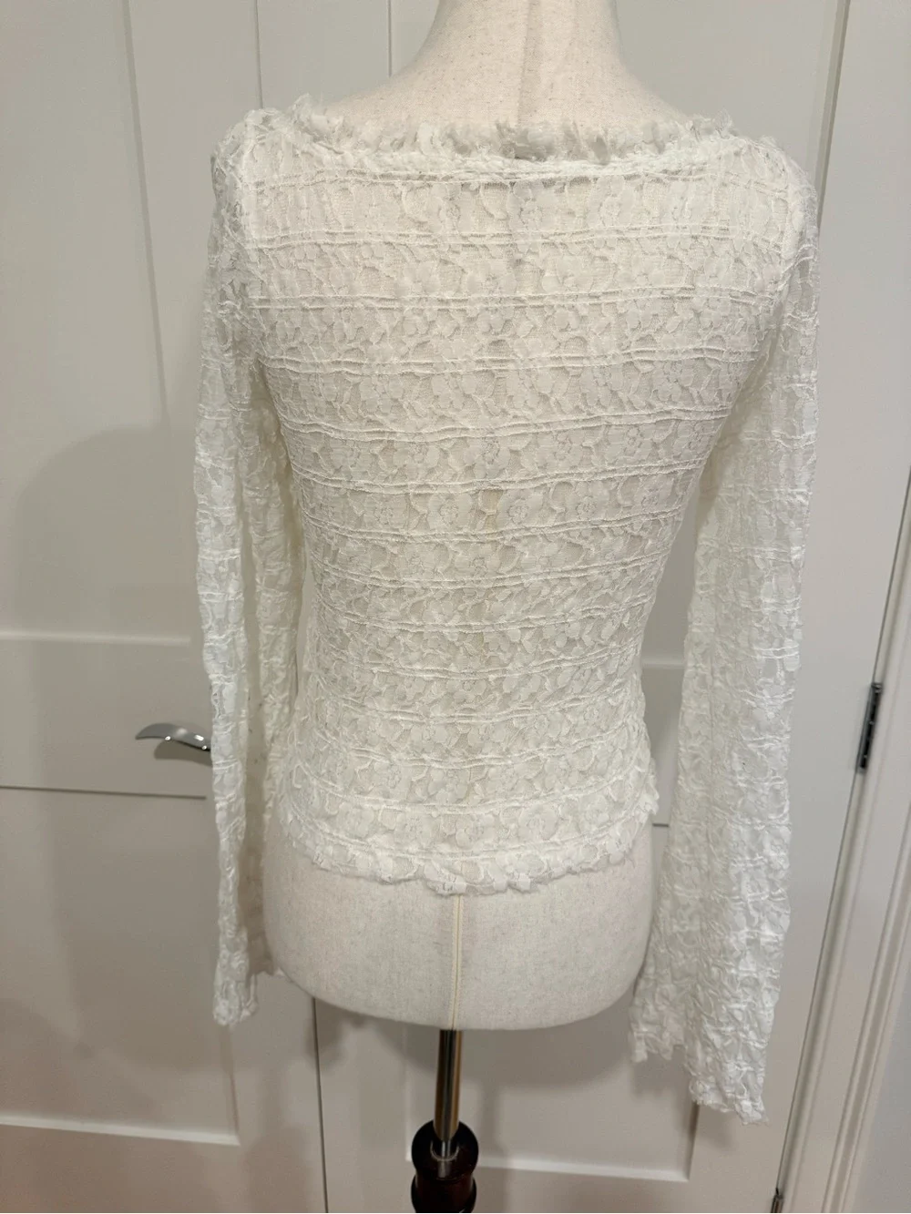 Free People Madison White Sheer Lace Cropped Cardigan